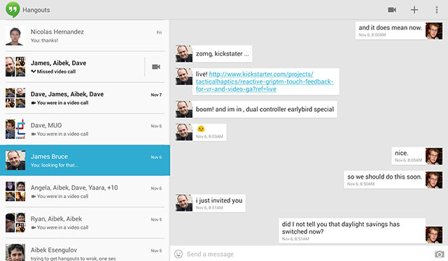 hangout'lar tablet