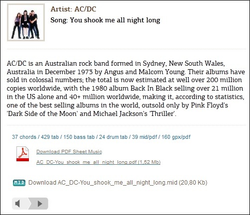 MusicNotesLib: Popüler Şarkılar İçin Müzik Sayfalarını Almak İçin Çevrimiçi Kaynak acdc