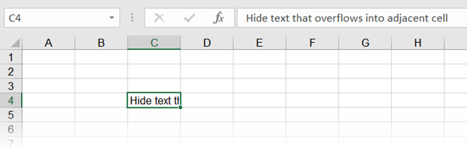 Excel'de gizlenen taşma metni