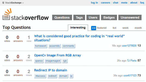 10 Web Sitesi Tüm Şeritlerin Geeksleri StackOverflow Anasayfa