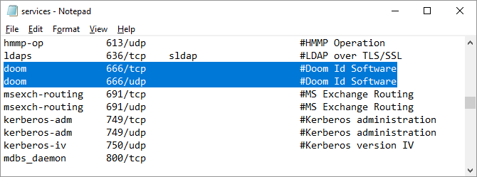 Windows Bağlantı Noktası 666 Doom