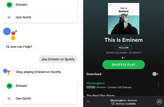 Google Asistan Play Spotify