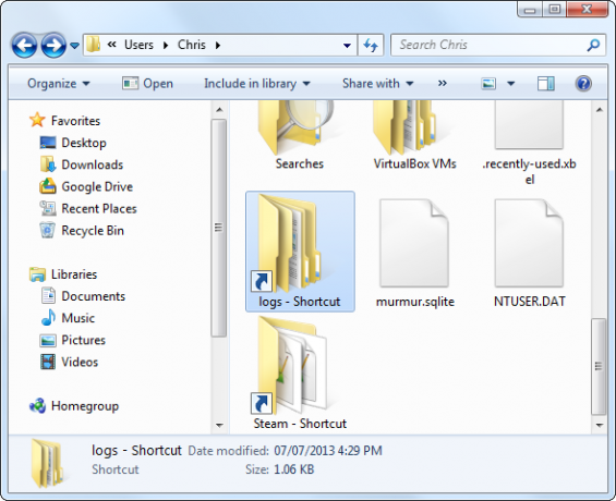 windows-explorer-klasör kısayolları