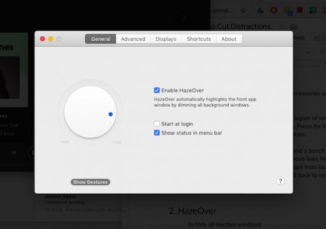 HazeOver, odaklanmanıza yardımcı olan bir macOS uygulaması