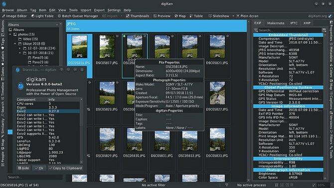 Linux üzerinde çalışan digiKam fotoğraf yönetim yazılımı