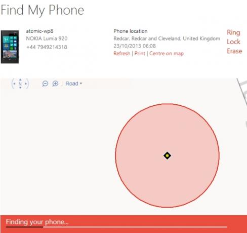 Muo-WP8-findmyphone haritası