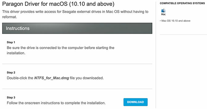 Seagate'ten macOS için Paragon NTFS sürücüsü