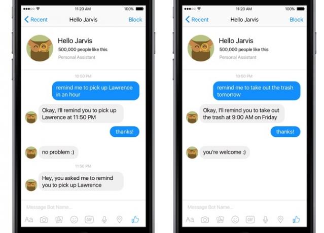 facebook için jarvis bot