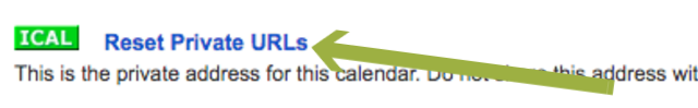 İCal URL'sini sıfırla