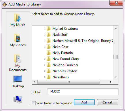 Winamp - Müzik Koleksiyonunuzu Yönetmede Excel'lerin Sağladığı Katı Medya Oynatıcı [Windows] Winamp Kitaplığa Medya Ekleme
