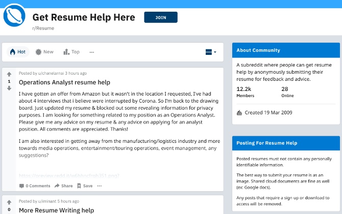 Reddit'in r / Resume, etkili bir CV oluşturmanıza yardımcı olacak bir topluluktur 