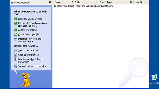 windows-xp-arama-köpek
