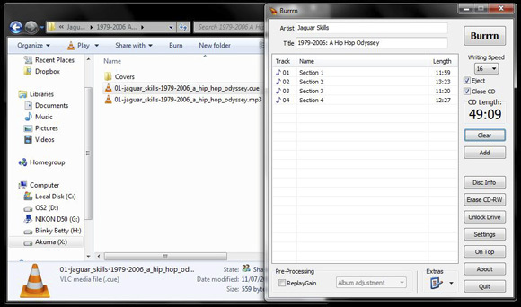 Burrrn - FLAC, OGG & MP3 ve daha fazla burncue'dan ses CD'leri yazmak için ücretsiz bir yardımcı program