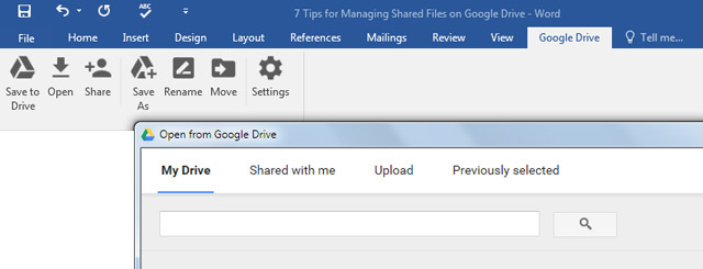 MS Office için Google Drive Eklentisi