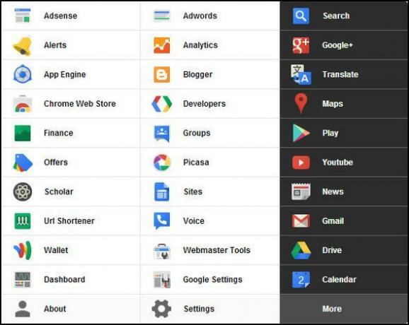 Siyah Menü: Tüm Google Hizmetlerine Tek Bir Menüden Erişin [Chrome] Diğer Google Hizmetleri