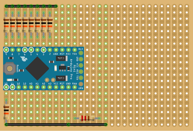 Arduino Kısayol Stripboard