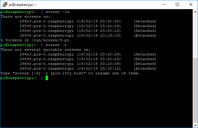 GNU Ekran Terminal Ekranı Yeniden Bağlantı Listesi