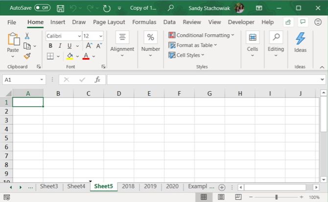 Excel Taşıma Sekmesi Üçgeni