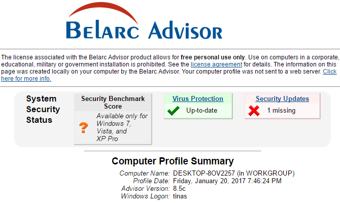 Windows Belarc Advisor 670x400'de Seri Numaralarını Kurtarmanın 3 Yolu