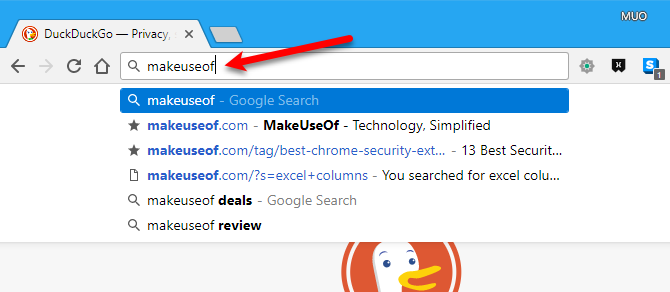 Chrome'da URL yazmak için kısayol