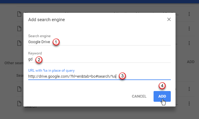 Chrome'da Google Drive için arama motoru iletişim kutusu ekle