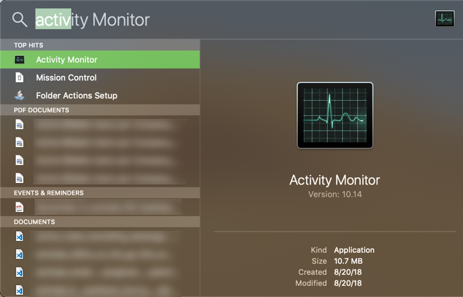 Mac Etkinlik Monitörü Gündemi