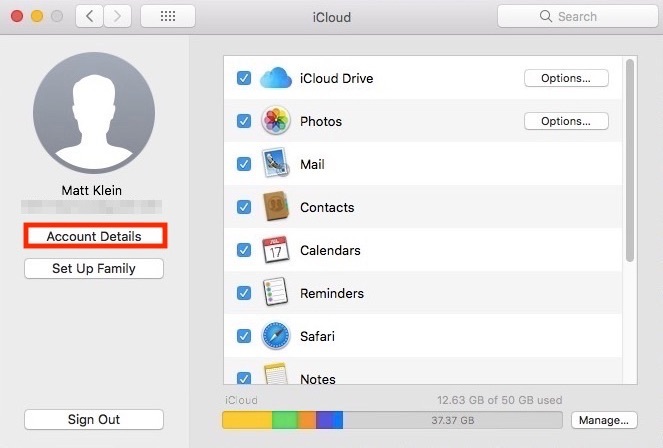 Mac iCloud ayarları