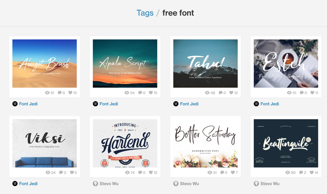 Dribbble Fontları Sayfası