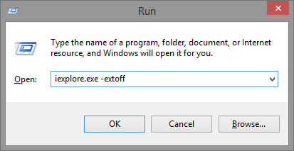 5.2 Çalıştır - iexplore.exe -extoff