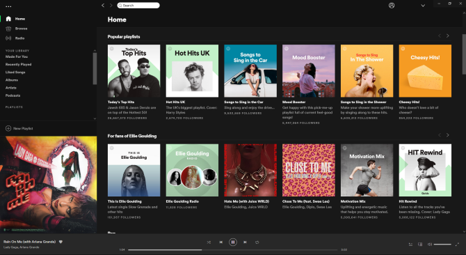 Spotify arayüzü