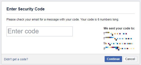Bir e-postayla aldığınız Facebook güvenlik kodunu girin.