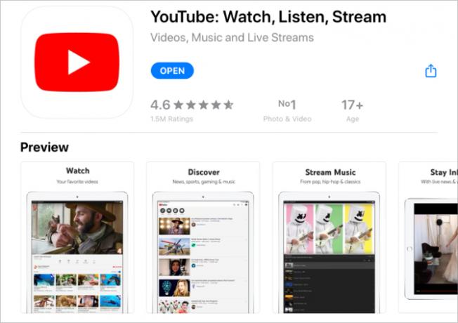 YouTube App Store'da