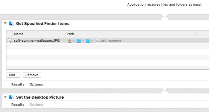 Mac'te belirli bir masaüstü resmini ayarlamak için Automator uygulaması