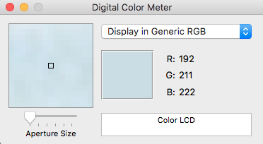Mac için Dijital Renk Ölçer Renk Seçici Menüsü