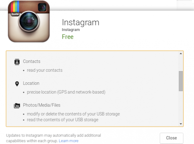 Instagram-Android-İzinler