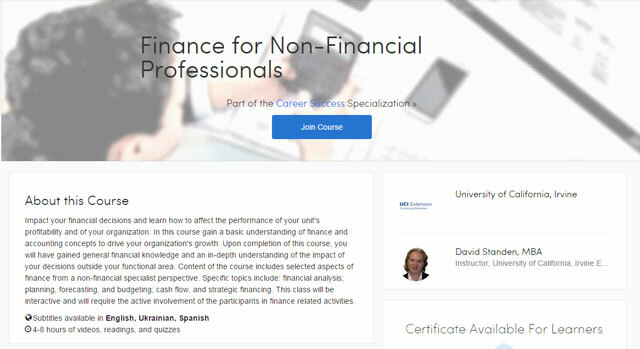 Coursera - Finansal Olmayan Profesyoneller için Finans