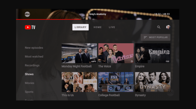 YouTube TV Kendi Özel Televizyon Uygulaması Alır yeni youtube tv app ekran görüntüsü