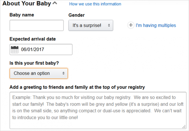 amazon baby kayıt bebeğiniz hakkında