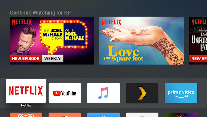 Apple TV Karanlık Modu Ana ekranı