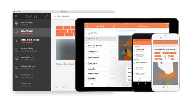Confide, iletileri okuduktan sonra otomatik olarak silen ve ekran görüntülerini durduran bir anlık mesajlaşma uygulamasıdır