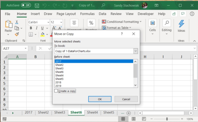 Excel Taşıma Veya Kopyalama Sekmesi