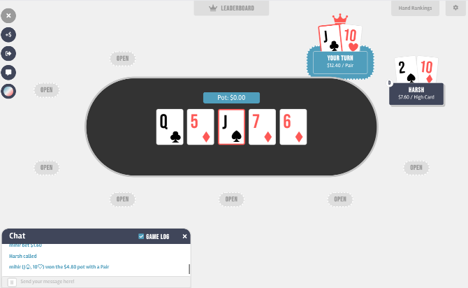 LiPoker, arkadaşlarınızla poker oynamanın en hızlı yoludur, kayıt veya indirme gerekmez