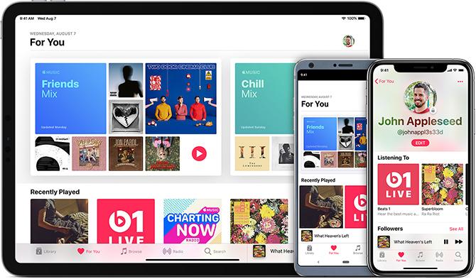 Farklı cihazlarda Apple Music aboneliğinin görüntüsü