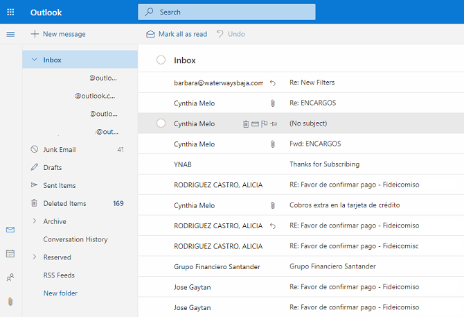 Outlook web uygulaması ana sayfası