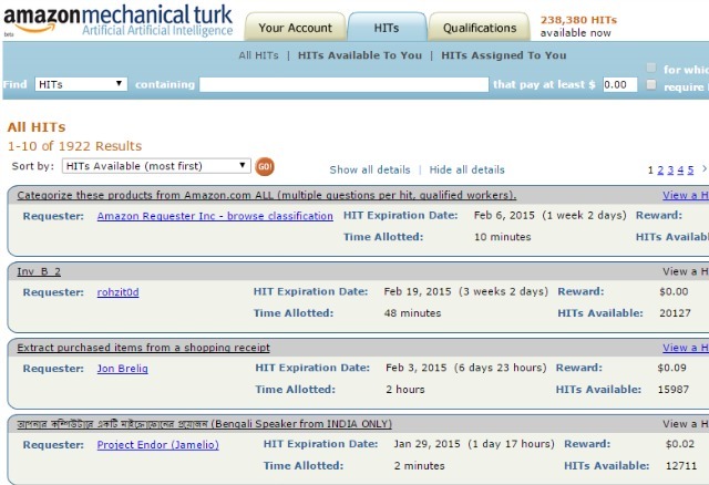 mechanicalturk ekran görüntüsü