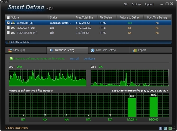 IObit Smart Defrag: Mükemmel Bir Sabit Disk Birleştirme ve Optimizasyon Aracı [Windows] UI Otomatik Defrag